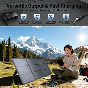 Panneau solaire portable pliable 160W, haute efficacité N-Type 16BB, étanche IP67, sortie USB-C et DC pour station d'alimentation, camping-car et camping - Product Image 4