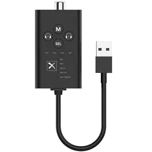 USB光纤QCC CSR aptX LL高清自适应低延迟带麦克风无线适配器电视辅助蓝牙5.2音频发射器