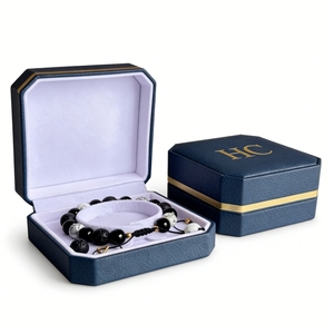 Elegant Bracelet Box Luxury Hinged PU Leather Jewelry Packaging Box Velvet <b>Insert</b> Foil Stamping Custom Logo OEM ODM Accepted - Product Image 2