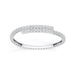 Gra Vs MoisSanite ओपन टेनिस कोण 925 स्टर्लिंग सिल्वर न्यूनतम अनंत काल डबल पंक्ति ओवरलैप डिजाइन समायोज्य - Product Image 4