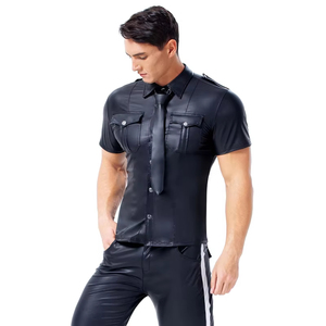 Vêtements gay en cuir PVC effet mouillé, hauts à manches courtes, sous-vêtements de bondage masculins, costumes sexy pour scène, fête et club - Product Image 4