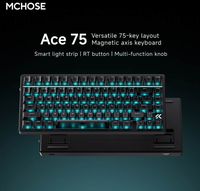 Clavier magnétique à effet Hall MCHOSE ACE 75 75% avec taux de balayage 8K 256K, RT 0,001 mm (Rapid Trigger), bouton rotatif RGB, clavier Esports