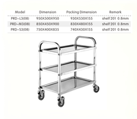 Chariot de service alimentaire en acier inoxydable à 3 niveaux, design démontable, pour hôtel, cantine commerciale