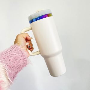 Lot de 12 gobelets isothermes en acier inoxydable H2.0 de 40 oz, gravés au laser avec logo personnalisé, revêtement poudré arc-en-ciel - Product Image 4