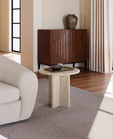 Table d'appoint de forme ronde moderne minimaliste nordique Table basse en travertin naturel beige pour salon de luxe