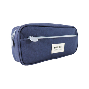 Estuche Escolar Personalizado para Niños, Hecho de Tela de Poliéster Azul Marino, Estuche de Lápices Multifuncional de Gran Capacidad con Doble Cremallera - Product Image 1
