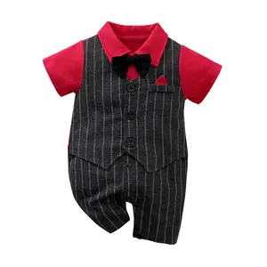 Wholesale New Born Baby Boy Clothes summer Fashion Gentleman Style short-Sleeve Infant Baby Boys Romper