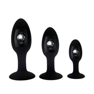ของเล่นAnalขนาดใหญ่Anal Plugโลหะลูกปัดใส่ซิลิโคนก้นAnal PlugขยายทวารหนักBackyard Sexผลิตภัณฑ์S/M/<span class=keywords><strong>L</strong></span> - Product Image 1