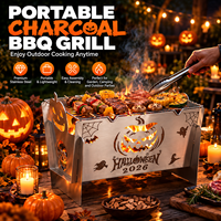 Barbecue portable au charbon de bois en acier inoxydable, barbecue de table compact, cuisinière d'extérieur pour jardin, camping, pique-nique