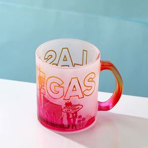 Vente en gros de tasses en verre de 11 oz, sublimables, givrées, pour boire de la bière, du café, verres transparents vierges avec poignée - Product Image 3