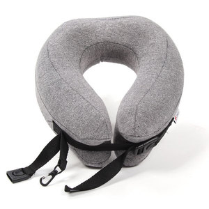 Oreiller de voyage portable en mousse à mémoire de forme en forme de U, bleu lac, avec fermeture éclair discrète et tissu double couche pour le soutien du cou - Product Image 3