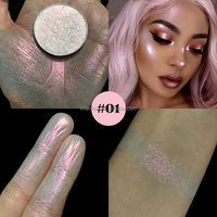 Label pribadi kustom berlian berkilau bedak Highlight berkilau emas perak Duochrome Highlighter Makeup