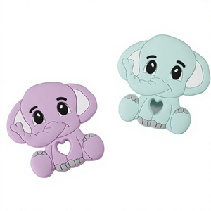 Custom Cross-Border Baby <b>Cartoon</b> Animal Little Elephant Silicone Chewable Teether Teething <b>Ring</b> - Product Image 1