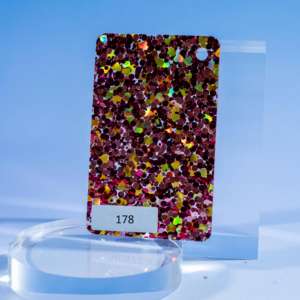 Feuille acrylique ronde pailletée or violet, service de découpe laser disponible, épaisseur 1/8 po - Product Image 1