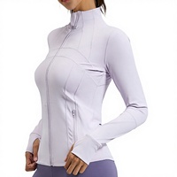 Veste de sport pour femme, style européen et américain, à manches longues, respirante, élastique, avec poche, pour la course à pied et le yoga