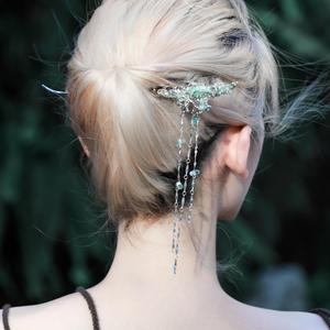 Épingle à cheveux de style chinois avec perles et pompon, accessoire de coiffure exquis en cristal bleu pour femme, idéal pour le quotidien et les fêtes - Product Image 2