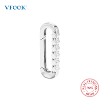 Connecteur de collier trombone en argent sterling 925 avec logo personnalisé VFOOK pour la fabrication de bijoux en gros