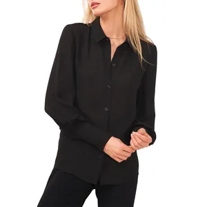Высококачественные повседневные женские топы на заказ, рубашка с отложным воротником и длинными рукавами, на пуговицах, блузка для женщин