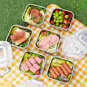 กล่องเตรียมอาหารสแตนเลสสตีลทันสมัย ป้องกันการรั่วซึม พกพาสะดวก ภาชนะเก็บอาหารดีไซน์โลหะ สำหรับใช้ในบ้าน - Product Image 6