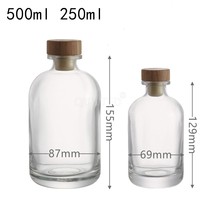 100ml 250ml 500ml huiles essentielles verre diffuseur d'arôme bouteille vodka liqueur bouteille en verre avec bouchon
