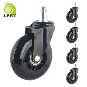 Universal 3inch 75mm Heavy Duty Furniture Black PU Caster Office Chair Caster Wheels Supplier From China Protect All Floors