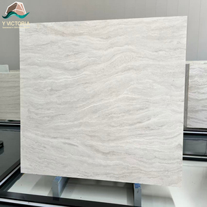 Losas de Mármol Travertino Blanco al por Mayor de Fábrica, Losas de Piedra Natural Pulida con Vetas para Revestimientos de Paredes de Hoteles de Lujo - Product Image 1