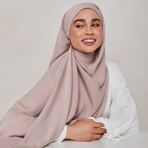 畅销高品质优质麦地那围巾素色马来西亚女性缎面披肩奢华雪纺头巾QK211 - Product Image 1