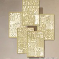 Pochoirs de transfert d'images pour nail art en acier inoxydable, motifs Papillon, Fleur, Forêt de bambous, 15 motifs, 14.5x9.5cm