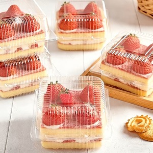 Clear Disposable PET Square Hinged Pet Food Container with Recycled Materials to Go Containers Clear Lids <strong>Cake</strong> <strong>Slice</strong> Containers - Product Image 5