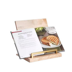 Porte-recettes en bois avec planche à découper amovible, rectangulaire, couleur bois naturel, multifonctionnel pour une utilisation sur le bureau de cuisine - Product Image 1