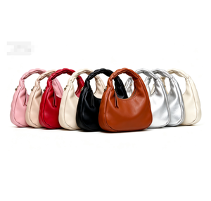 Bolso de Hombro de Cuero Genuino para Mujer, Estilo Minimalista Hobo, Dos Asas, Cierre Abierto, para Uso Diario en Todas las Estaciones - Product Image 1