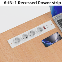 Multiprise de bureau intégrée avec 4 prises CA et 2 ports USB, protection par interrupteur pour table de conférence