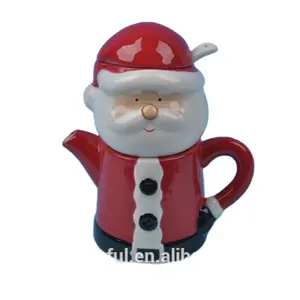 Santa claus ceramic milk jug and sugar with spoon