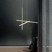 Lustre LED en acrylique AB personnalisé, géométrique, carré, long, combiné, moderne, avec tubes linéaires, pour hall d'hôtel