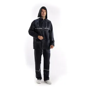 Outdoor Use Durable Waterproof Hooded Breathable PVC Nylon Raincoat