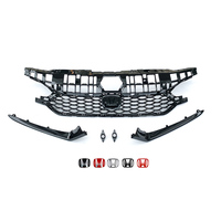 Grille supérieure noire brillante en nid d'abeille pour pare-chocs avant, masque de calandre de course, garniture pour Honda Civic 11e génération 2022-2024