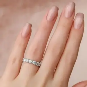 Nouvelle arrivée moderne dernière conception diamant naturel 18K or blanc filles bague de fiançailles alliance bijoux de mode - Product Image 6