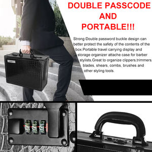 Mallette professionnelle de barbier noir mat robuste, <span class=keywords><strong>valise</strong></span> pour tondeuse et accessoires, verrouillage de sécurité à combinaison - Product Image 3