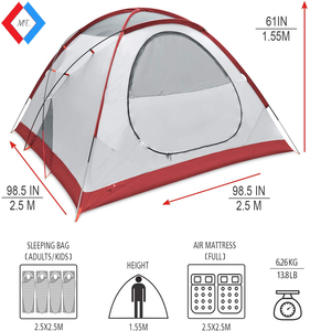 เต็นท์แคมป์ปิ้งกลางแจ้ง OEM 4P แบบกำหนดเอง กันน้ำ ระบายอากาศได้ดี เต็นท์ภายในกว้างขวาง น้ำหนักเบา พกพาสะดวก เหมาะสำหรับครอบครัว - Product Image 2