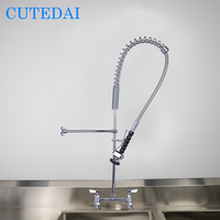 Robinet de cuisine industriel à montage sur plan, 2 trous, 48 pouces, chromé, 2 poignées, avec douchette extractible, pour usage commercial, pré-évier, cuisine professionnelle, hôtel