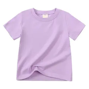 Children's Plain Cotton T-shirts Clothing Summer 2024 Kids Boutique Custom Clothing T-shirt For Girls