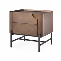 Table de chevet moderne en bois laqué or rose à 2 tiroirs, table de chevet et table de nuit pour hôtel, appartement, villa