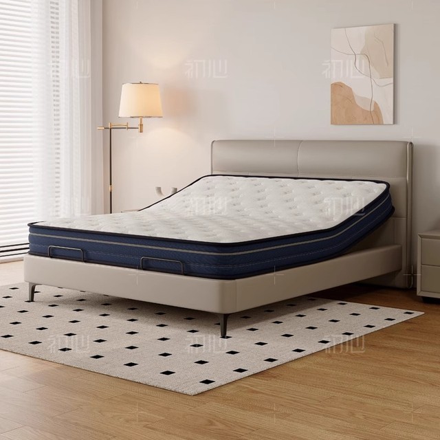 Dual Ergonomic Leather Electric Bed with Adjustable Mattress Smart Wireless Remote Control Metal Frame
