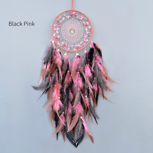 Kerajinan Bulu Alami Ramah Lingkungan Buatan Tangan Warna-Warni Bohemian Agate Beaded Dream Catcher Dekorasi Pernikahan Hiasan Gantung Rumah - Product Image 3