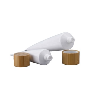 Tube de compression cosmétique nettoyant pour le visage bouteille de crème pour les mains emballage en plastique avec couvercle en bambou blanc 50g 60g 80g 100g 120g 150g - Product Image 4