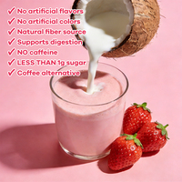 Latte Superfood Crème de Fraise Marque Blanche pour le Soutien Digestif, Latte Rose Fraise Hibiscus