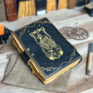 Carnet de Tarot en Cuir Imprimé pour Amoureux des Squelettes, Mini Livre de Sortilèges de Sorcière Écologique, Planificateur, Couverture de Crayon Gaufrée, Journal Gothique, Cadeau - Product Image 4