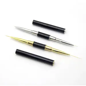 Custom Private Label Double Ended Metal Diamond Acrylic Handle UV Gel Painting Nail Art Design Liner Brush Pen