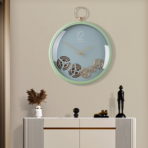 Amages Wall <b>Clock</b> Round Metal Shell Tempered Glass <b>Mirror</b> Quartz Movement For Living Room Dining Room Decor - Product Image 2
