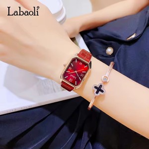 หรูหรา Labaoli LA071 ออกแบบเพชรสี่เหลี่ยมผืนผ้านาฬิกาข้อมือสตรีแฟชั่นนาฬิกา <span class=keywords><strong>Longbo</strong></span> นาฬิกาแบรนด์เหล็กและหนังสีแดงนาฬิกา - Product Image 5